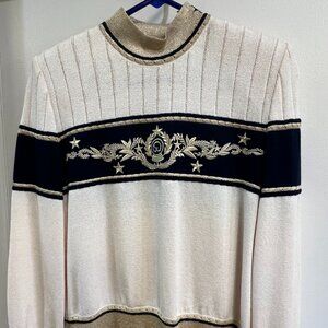 Vintage St. John Collection by Marie Gray Nautical knit sweater size P